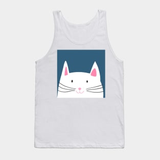 Cat head in blue background Tank Top